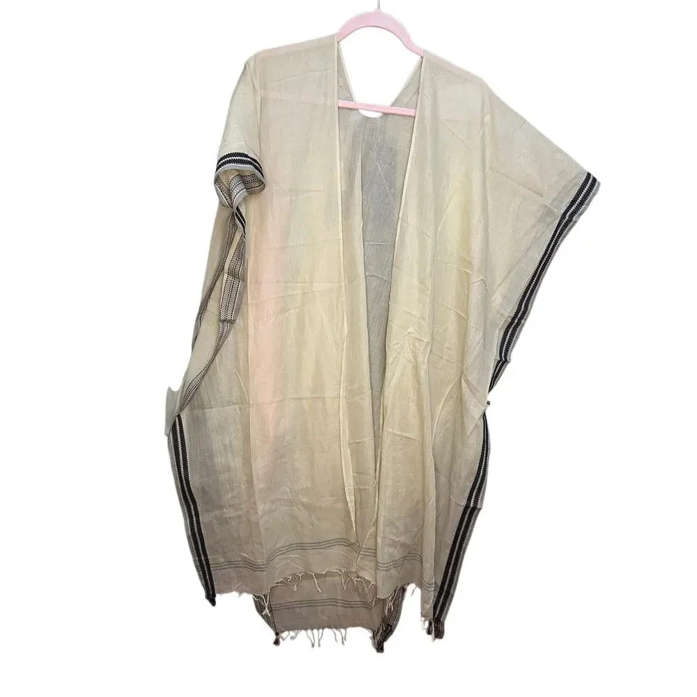 Eileen Fisher‎ Organic Cotton Natural Serape Wrap Scarf Brand New